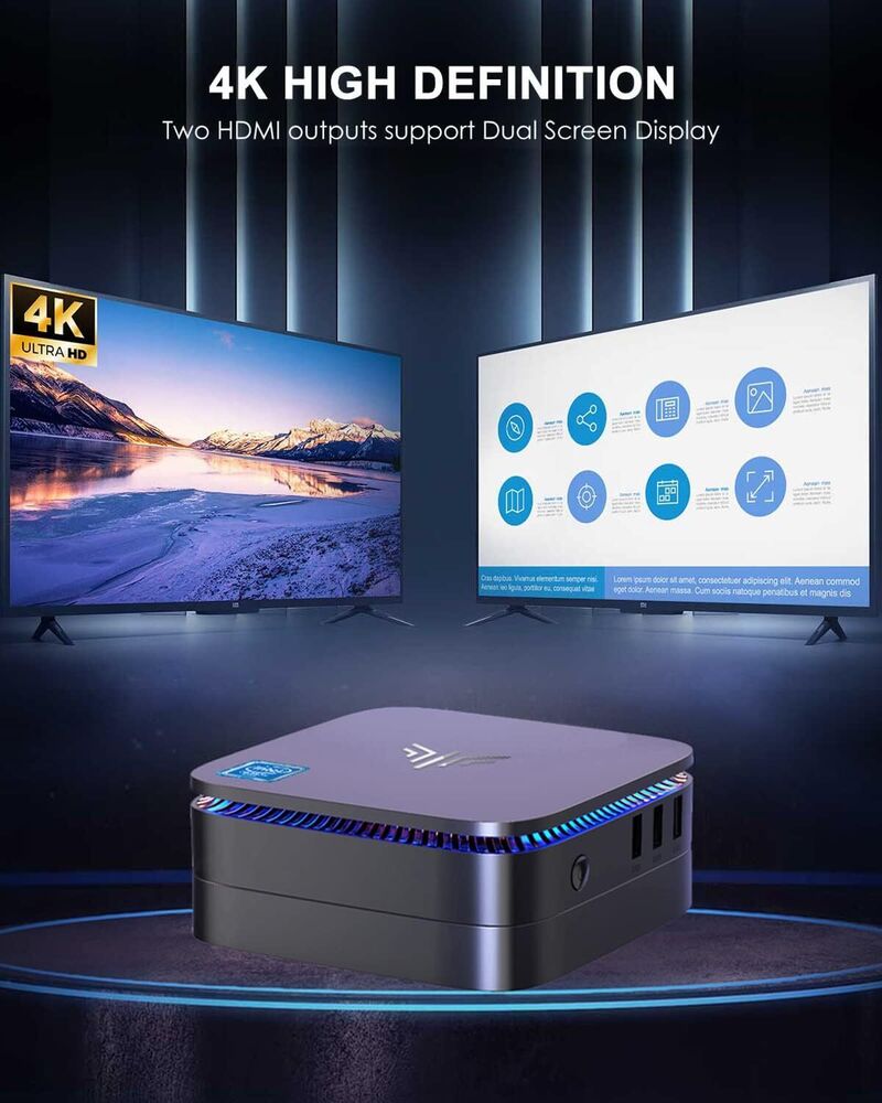 KAMRUI 4K Mini PC Intel N5105 16GB DDR4 512GB SSD Windows 11 PRO with 5G WIFI and BT4.2
