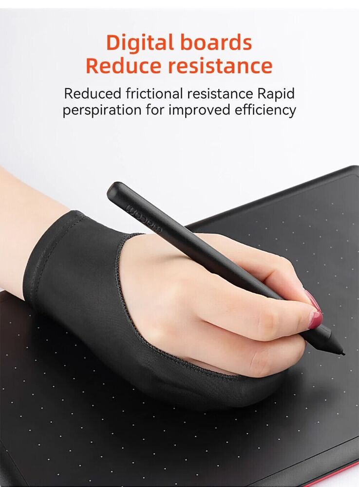 Two Finger Anti-fouling Glove for Drawing & Pen Graphic Tablet Pad - Black