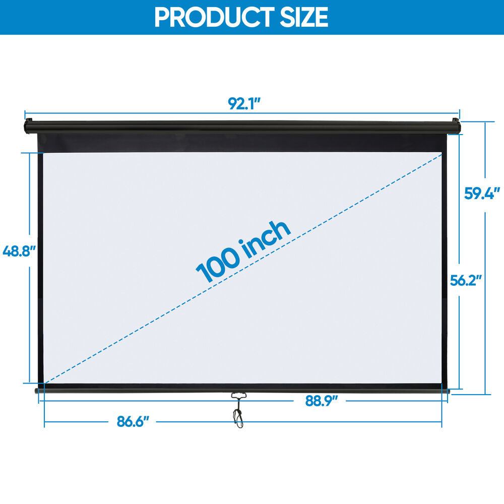 4K 16:9 HD Pull Down Projector Screen for Home Theater