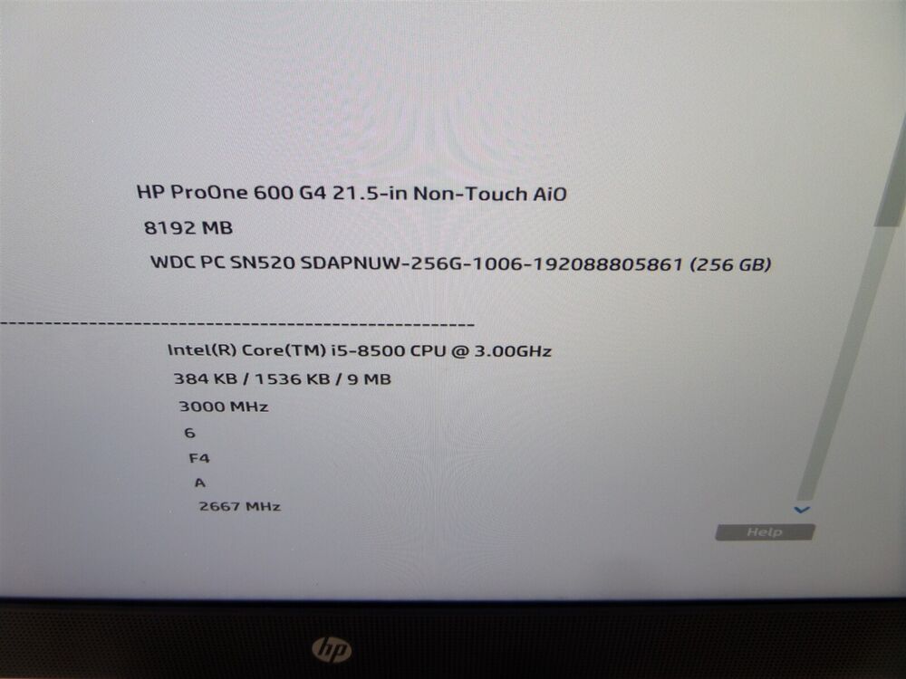 HP ProOne 600 G4 21.5 All-In-One PC with Intel i5-8500 3GHz, 256GB SSD, 8GB RAM, Windows 10