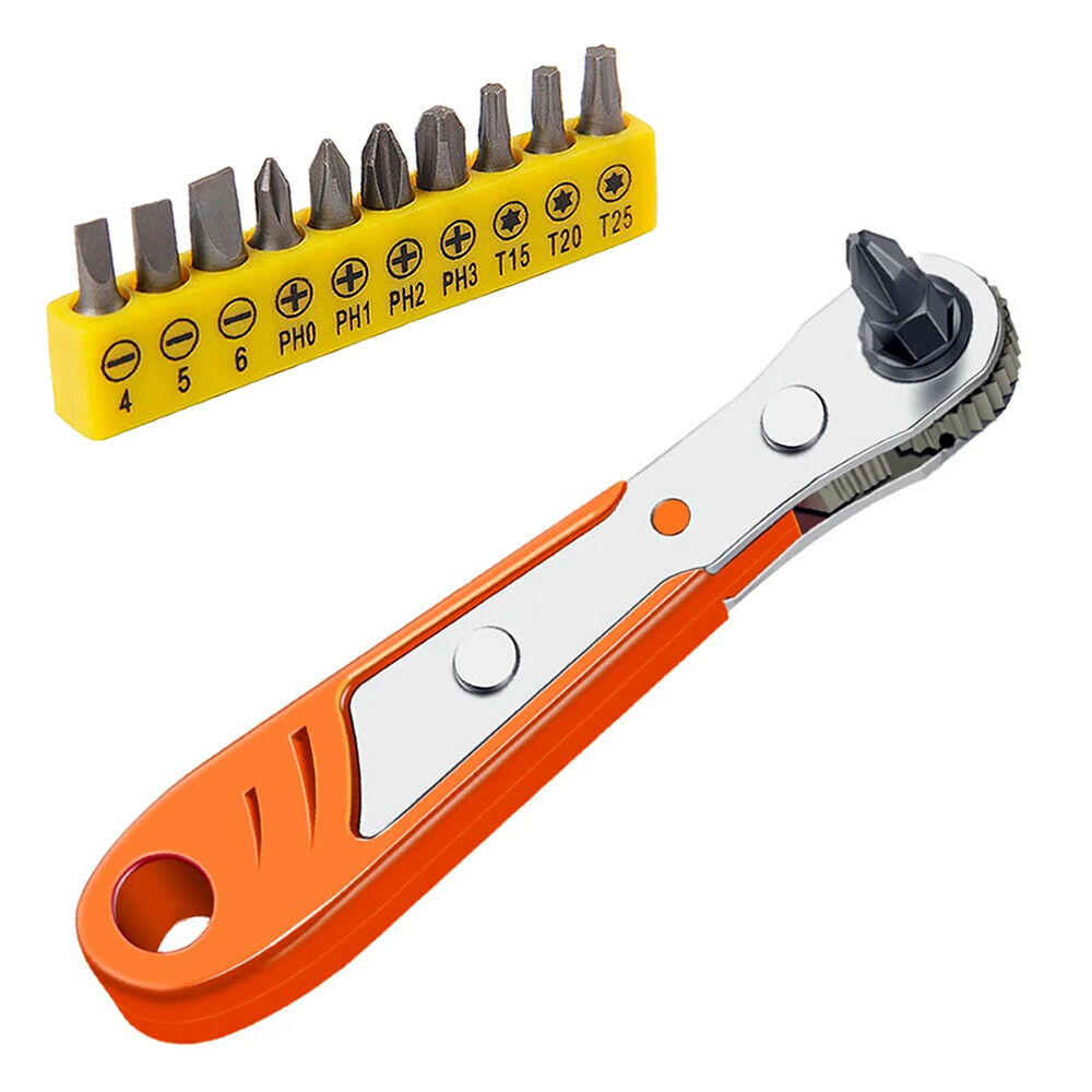 Ratcheting Right Angle Screwdriver Set with 10pc Bits