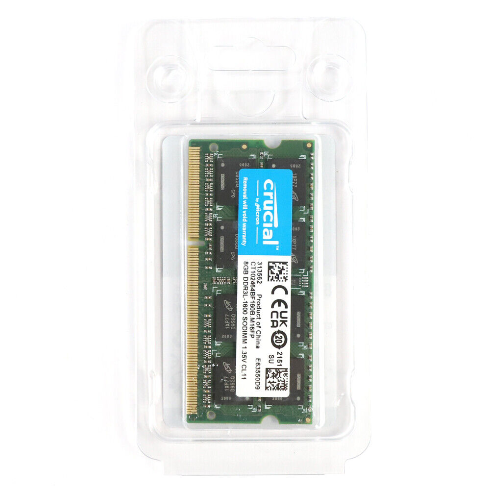 Crucial 16GB DDR3L-1600MHz 204pin SODIMM Laptop Memory