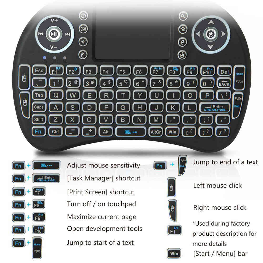 Mini Wireless Keyboard with Touchpad for PC, Android TV Box