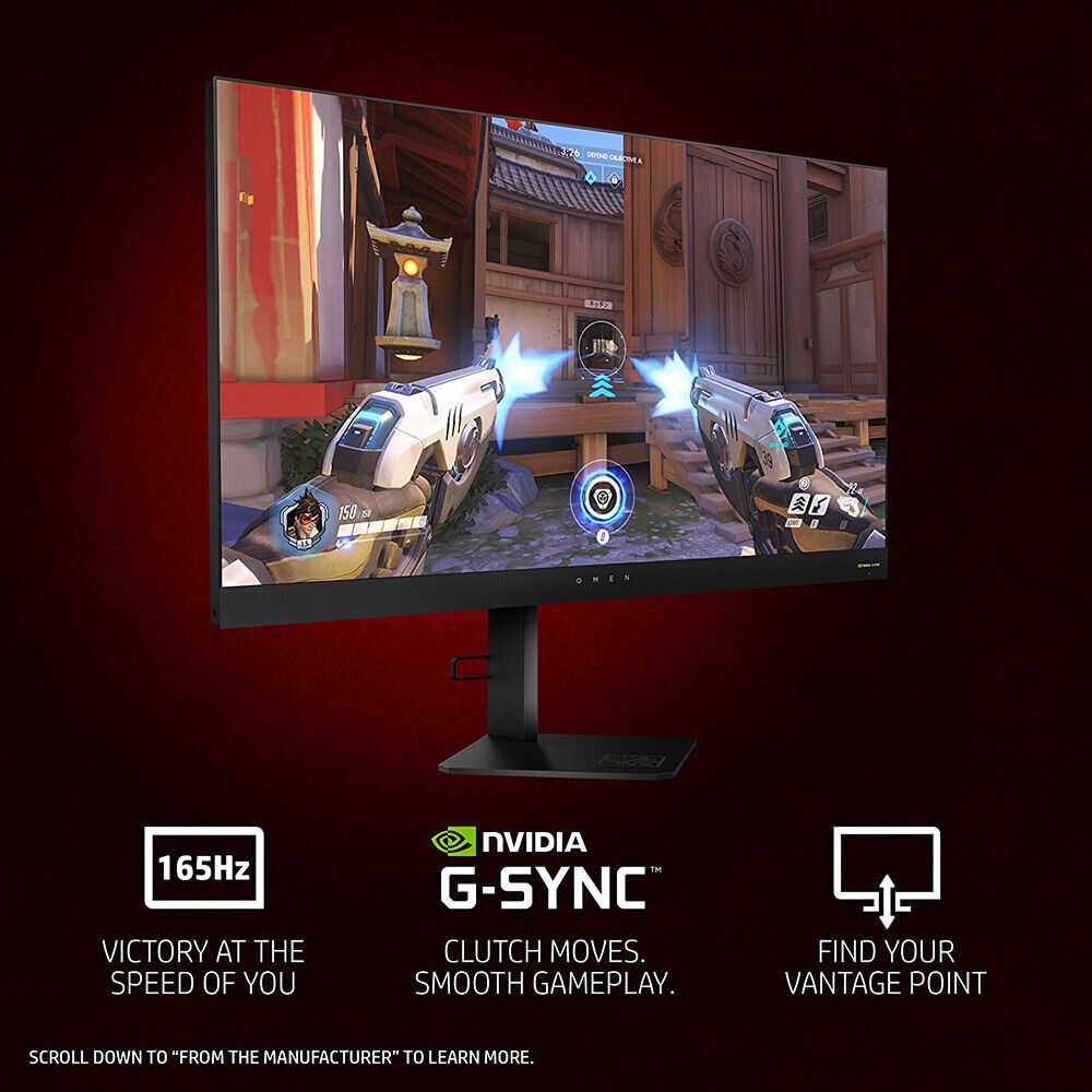 Hewlett Packard Omen 27 Inch Gaming HD Monitor with 165Hz Refresh Rate and 1ms Response Time