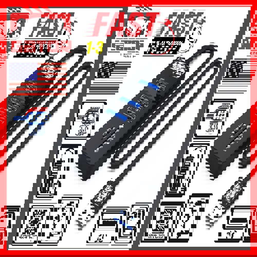 USB 3.0 HUB with 3-Port Charger, Data Sync, and SD/TF Card Reader