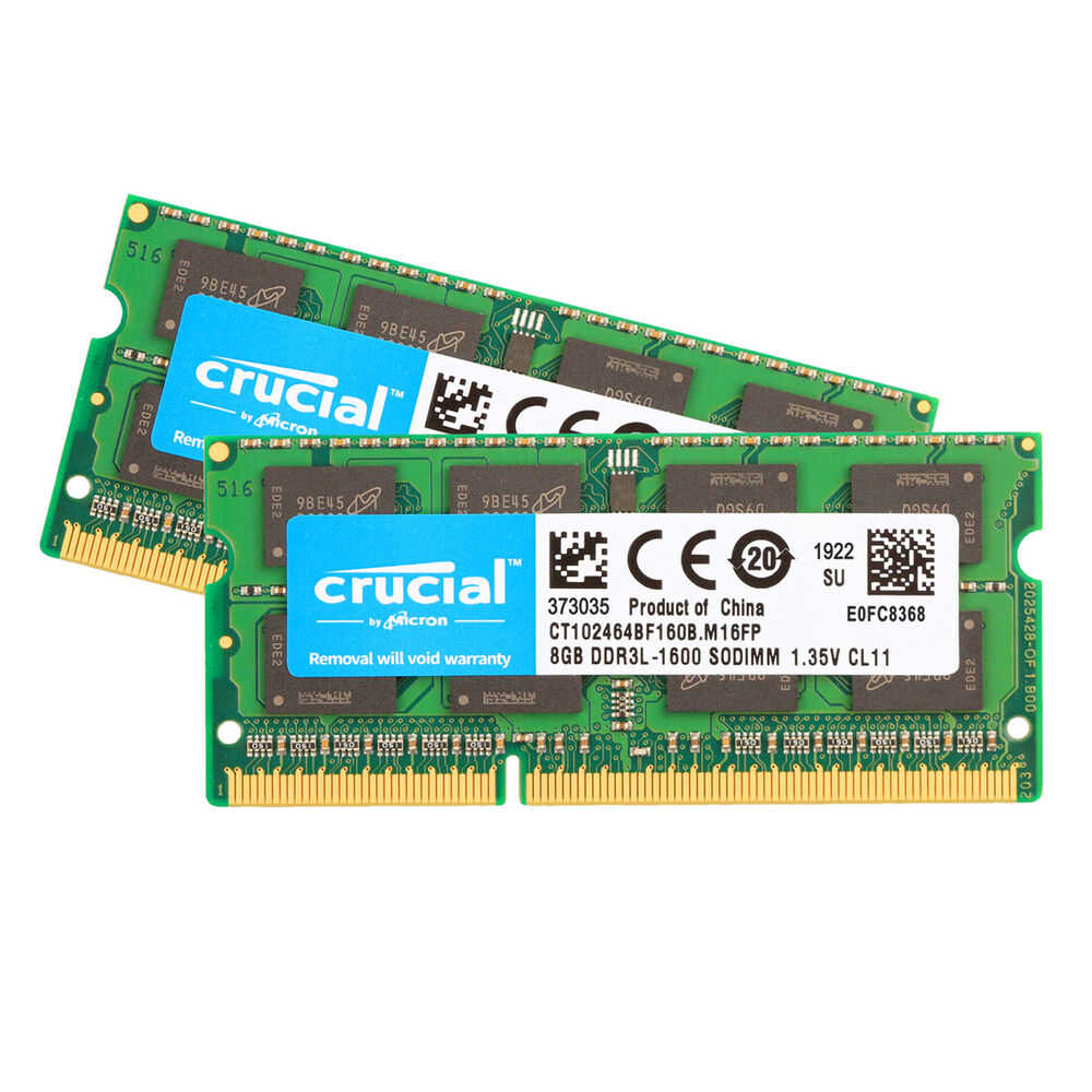 Crucial 16GB DDR3L-1600MHz 204pin SODIMM Laptop Memory