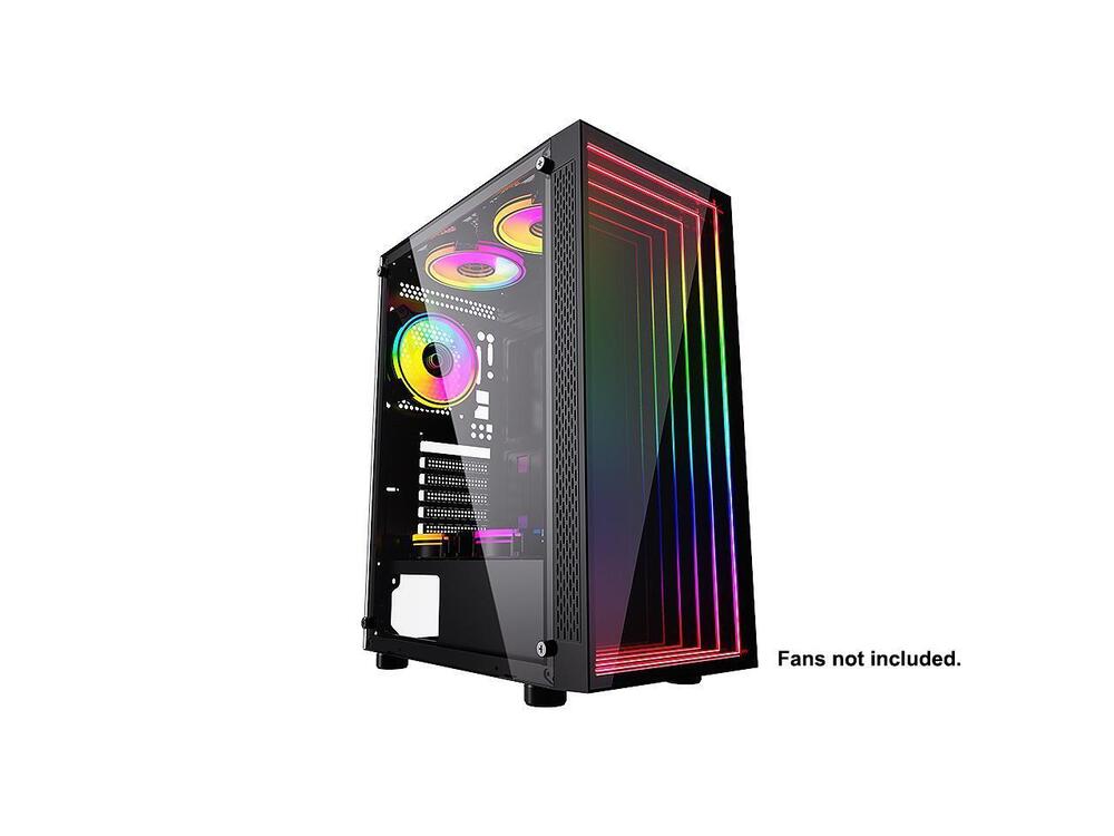 Bgears B-Optillusion Mid Tower ATX Glass Mirror LED Black Optical Illusion PC Gaming Case