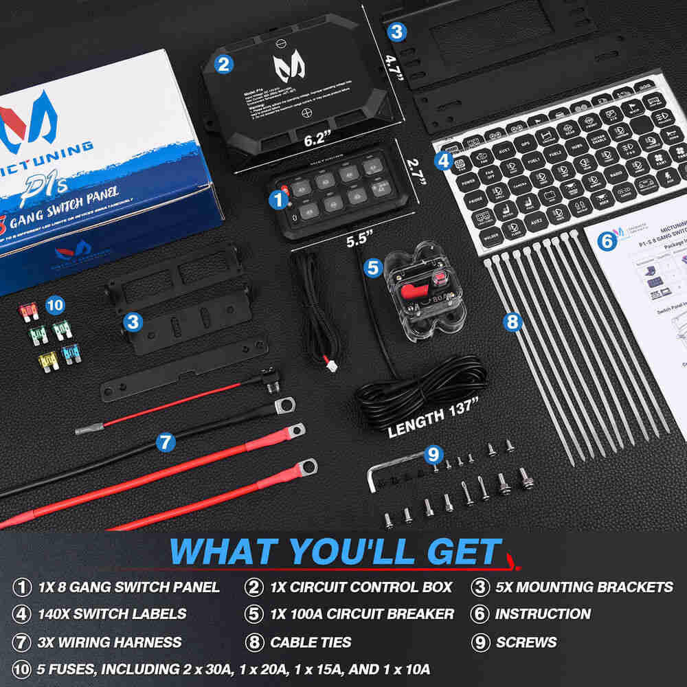 Universal 8 Gang Switch Panel with LED Indicators for Car Circuit Control