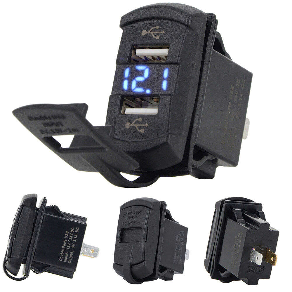 Marine Boat Car Truck Dual USB Charger with Blue LED