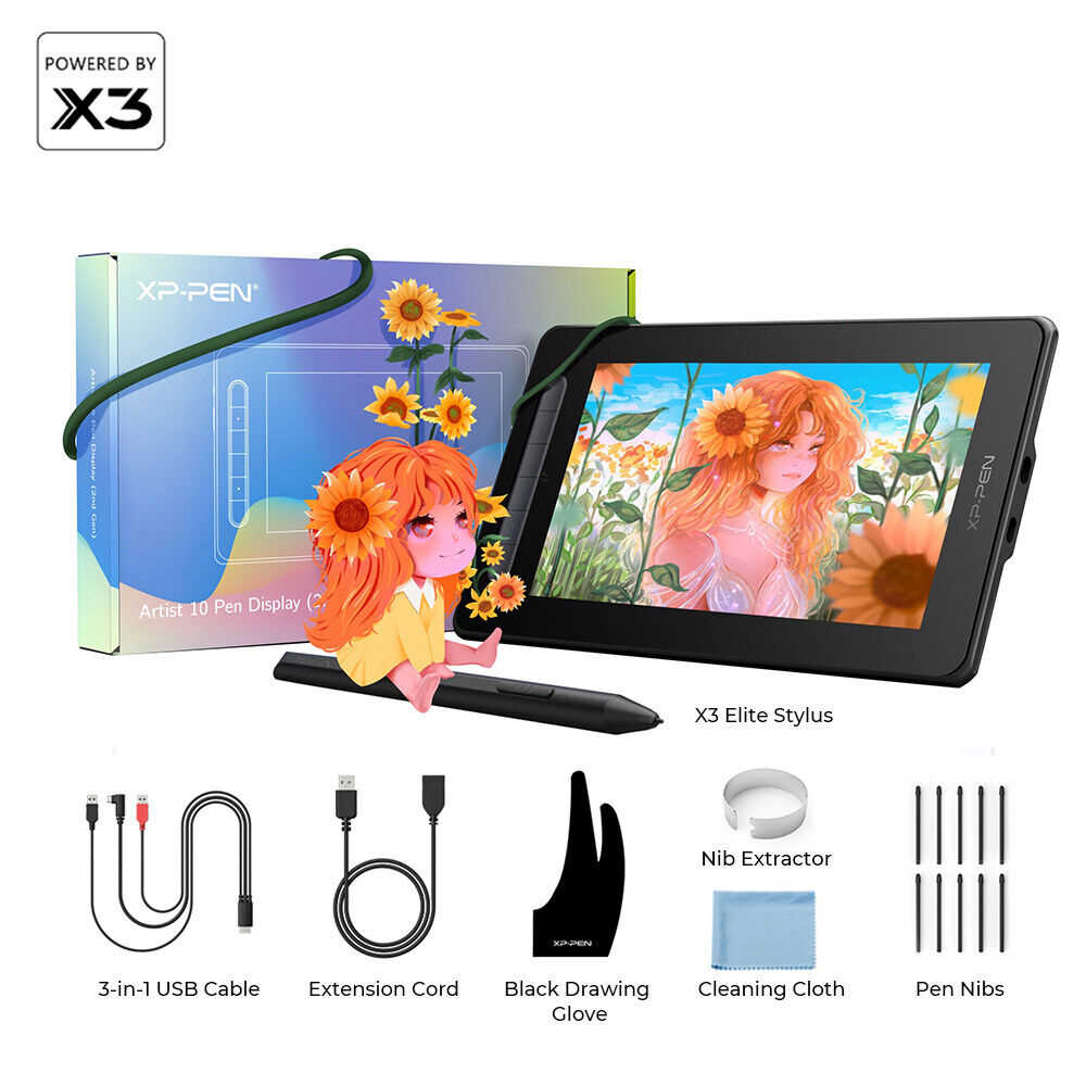 XP-Pen Artist 10 2nd Graphics Tablet with X3 Stylus