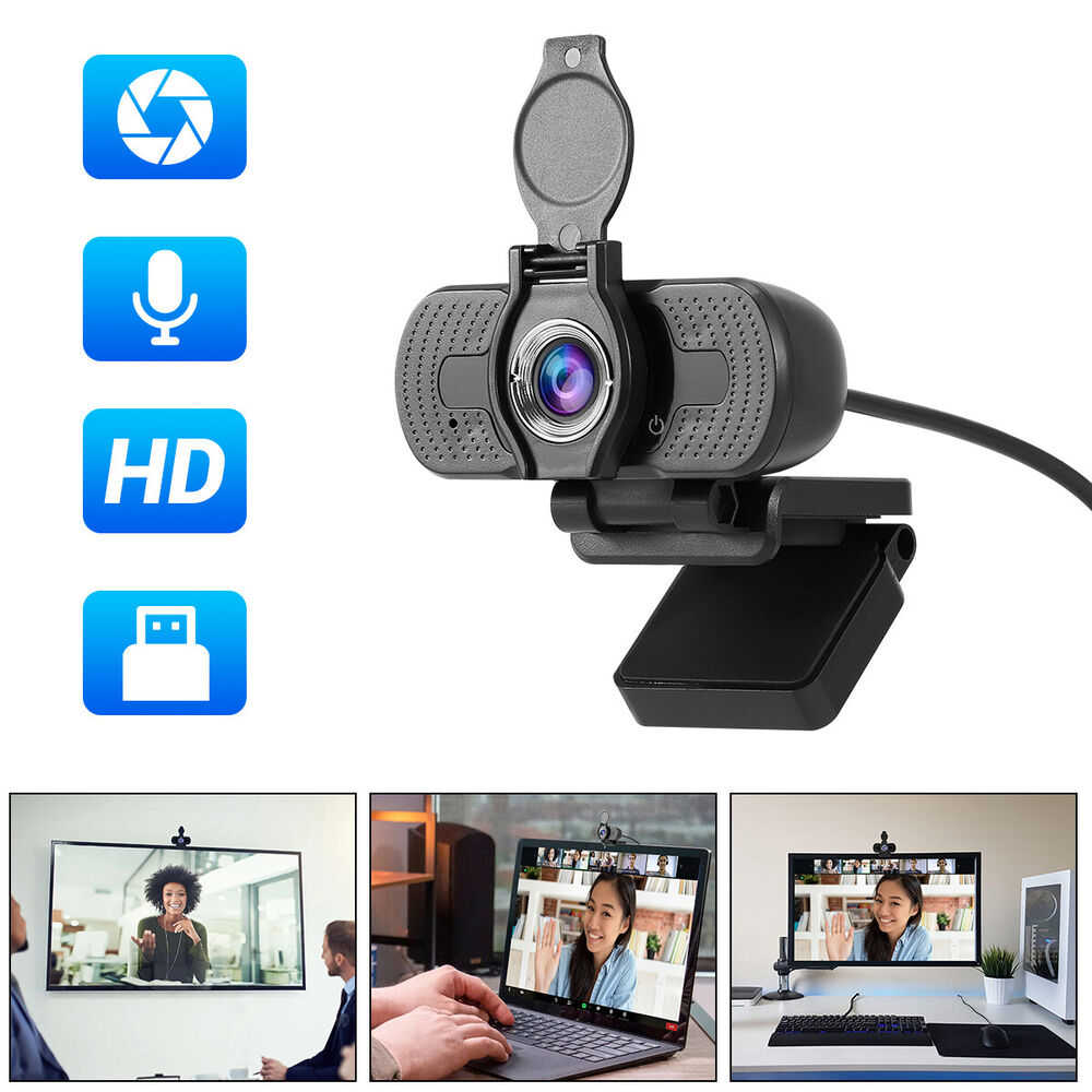 1080P HD USB Webcam with Microphone and Privacy Cover for Desktop