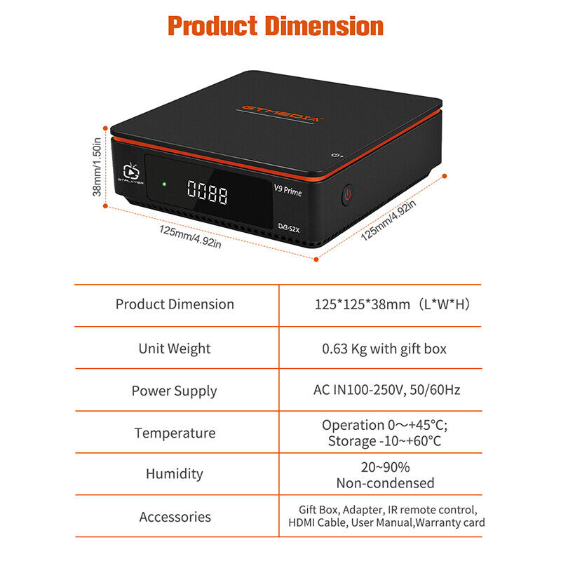 GTMedia Digital TV Satellite Receiver with USB and WIFI