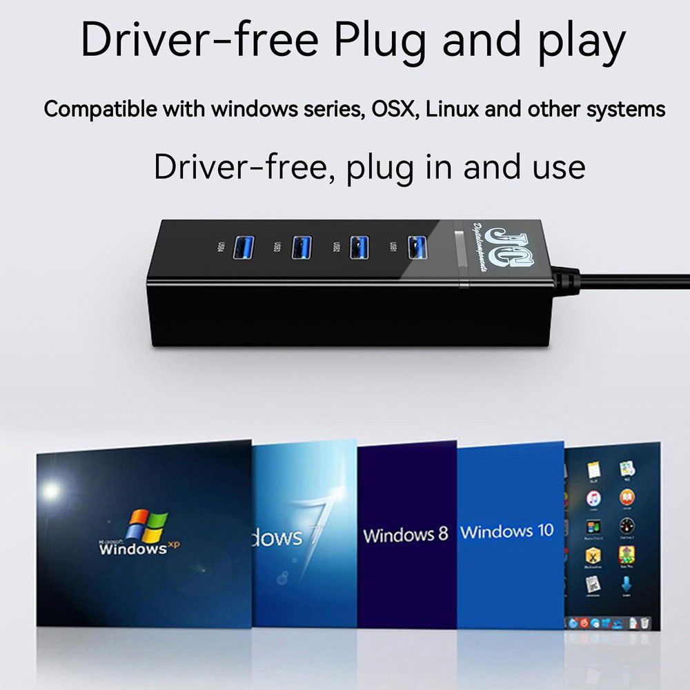 USB 2.0/3.0 Hub with Long Cable for Laptops