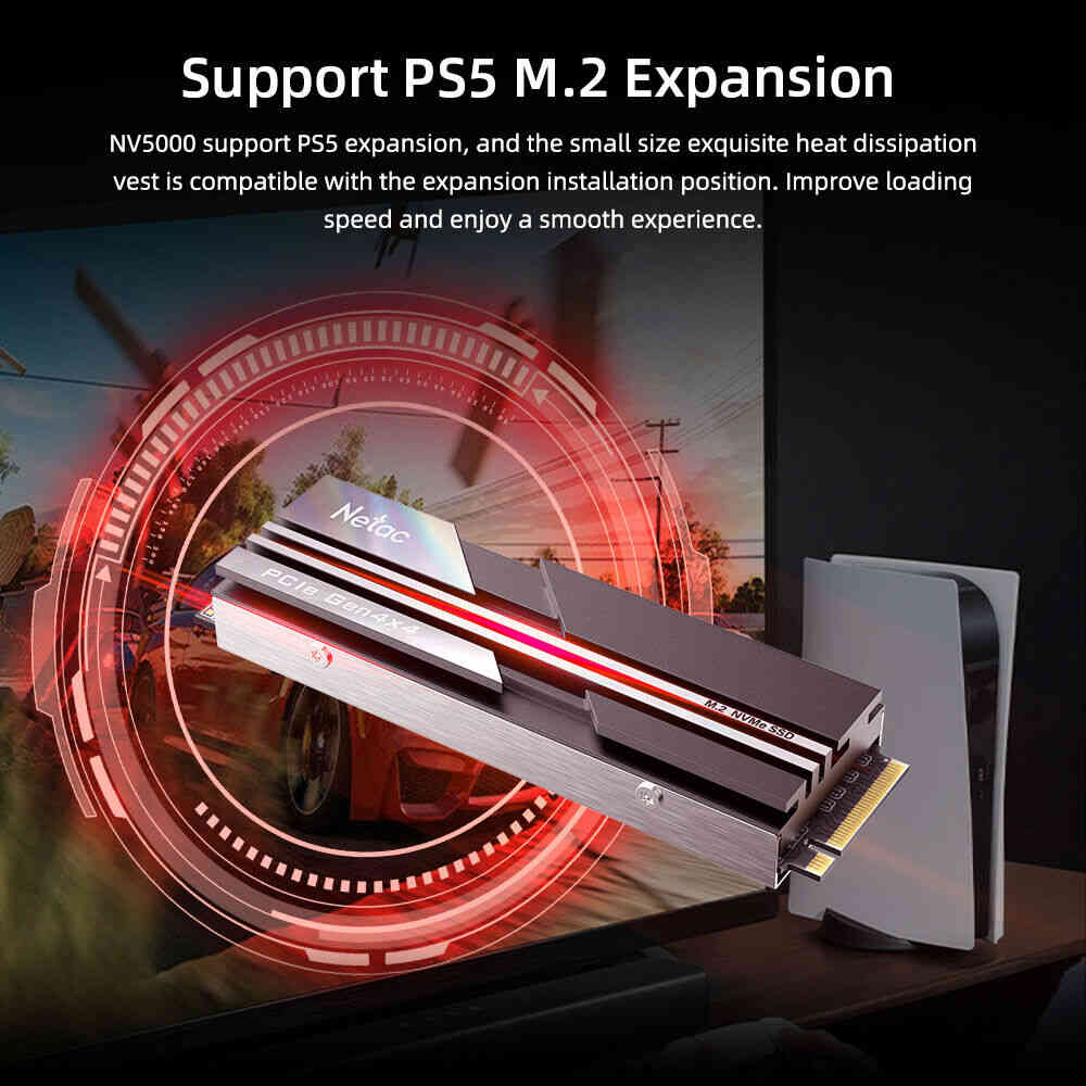 Netac 500GB M.2 PCIe4.0 Gen 4x4 NVMe SSD for PC and PS5