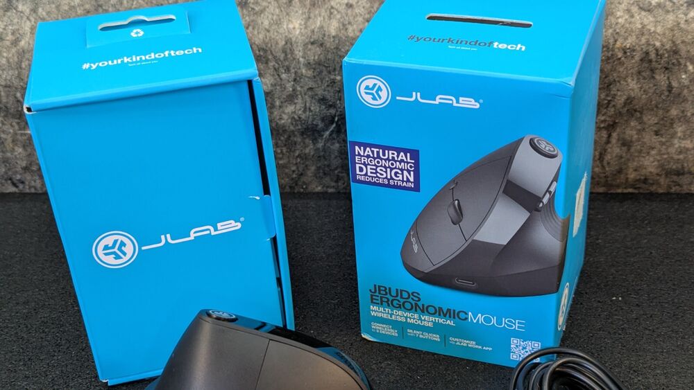 JLab JBuds Ergonomic Mouse - Black, USB-C Rechargeable