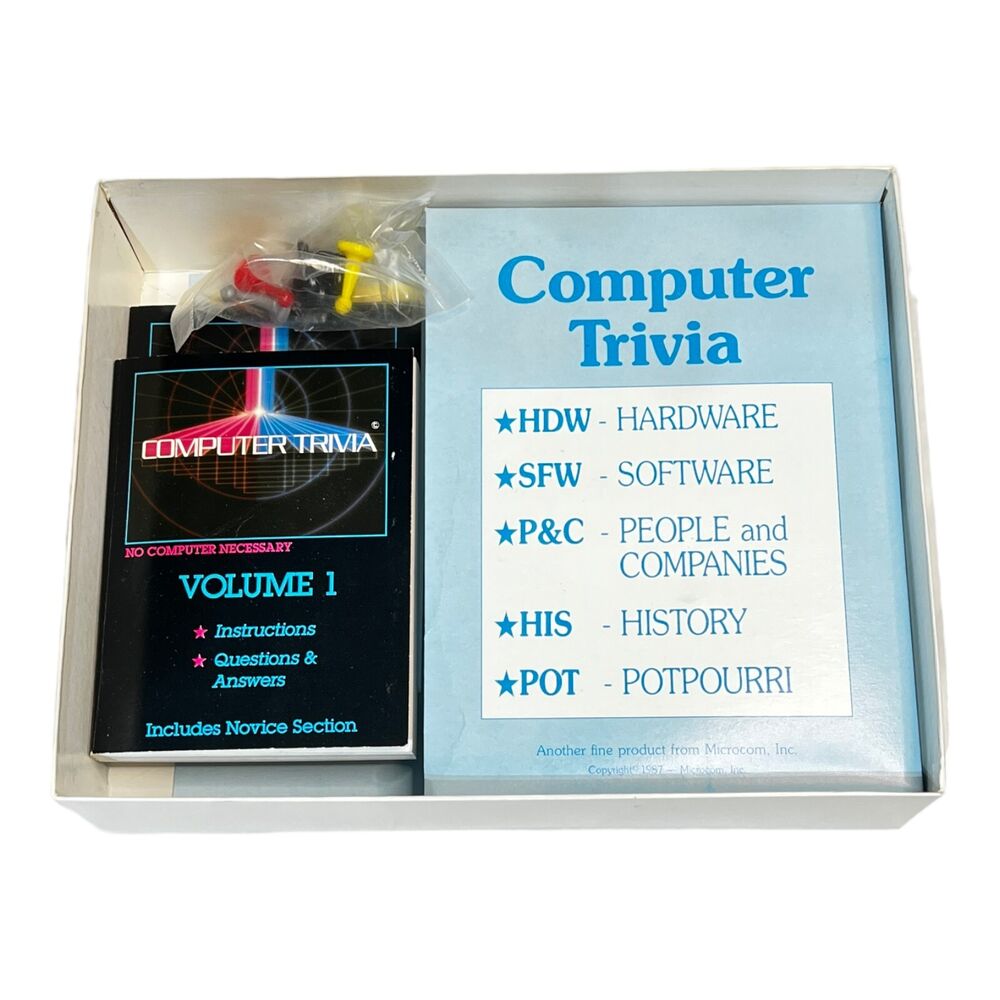 Vintage Microcom 1987 Computer Trivia Board Game 4096 Complete Set Rare