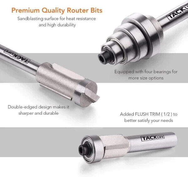 Tacklife 19Pcs Router Bits Set - Professional Woodworking Tool Kit