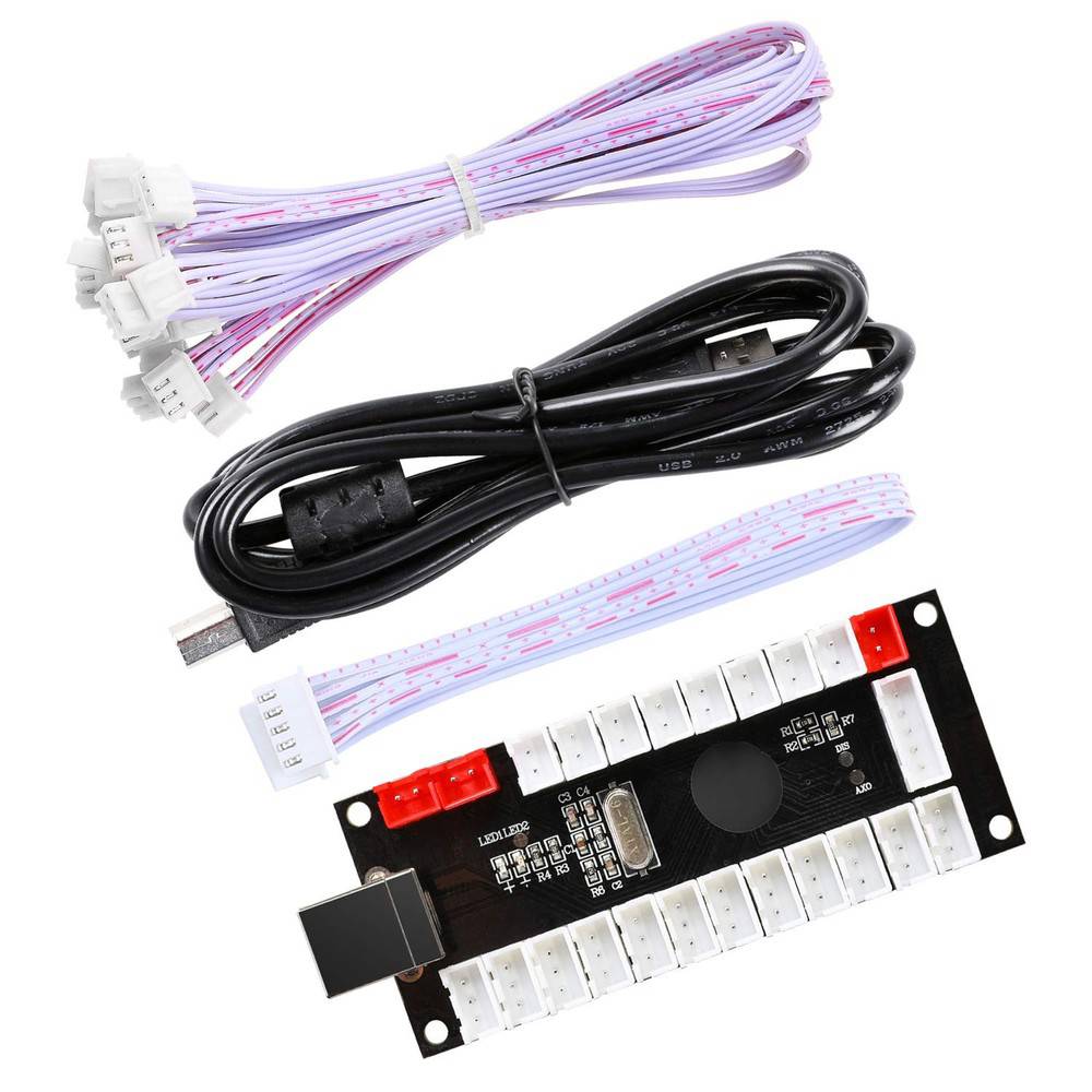 2 Player LED Arcade Games DIY Parts Kit with 2X USB Encoders and 2X Arcade Joysticks