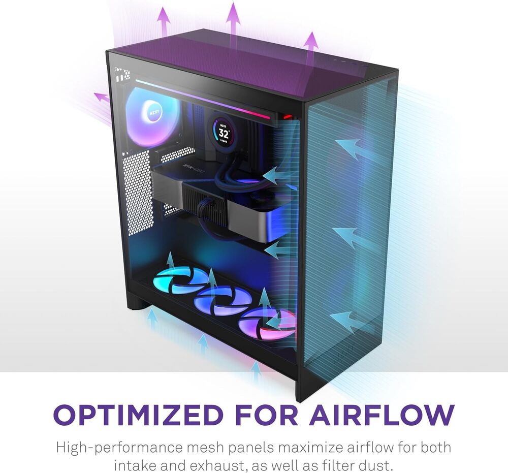 H7 Flow 2024 Mid-Tower ATX Case with 3 Pre-Installed Fans