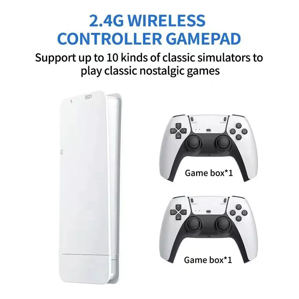 4K 64G HDMI TV Video Game Stick M15 Gaming Console with Gamepad and 2 Wireless Controllers