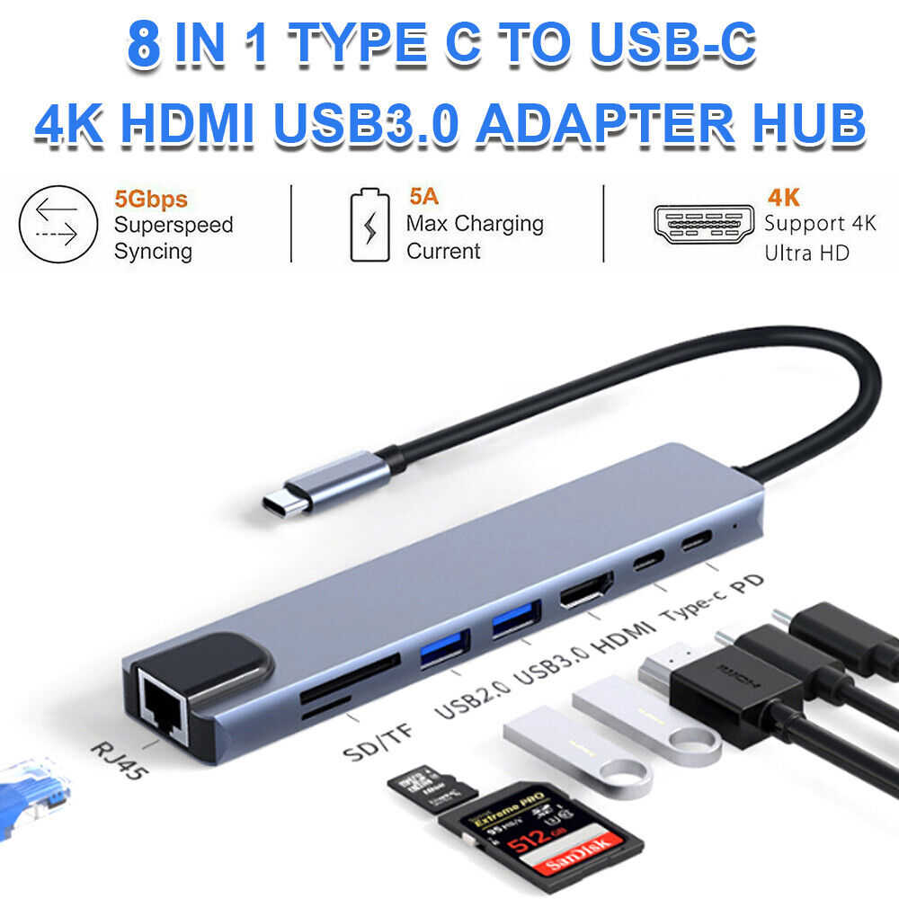 Multiport USB-C Hub Adapter for MacBook Pro/Air