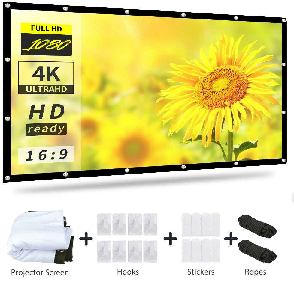 VANKYO Foldable Projector Screen 16:9 HD for Outdoor Home Cinema and 3D Movies