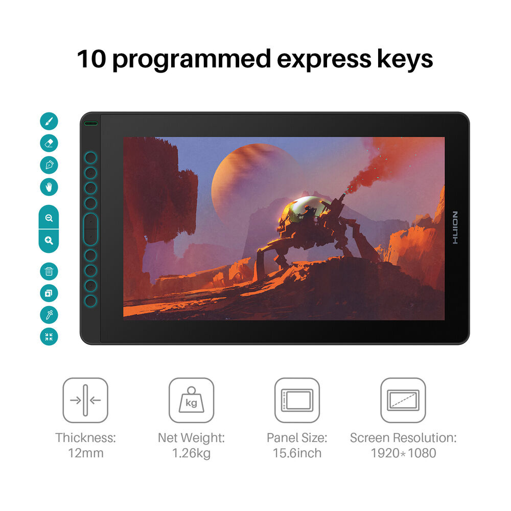 HUION Kamvas 16 2021 Version Graphics Tablet with Tilt Feature