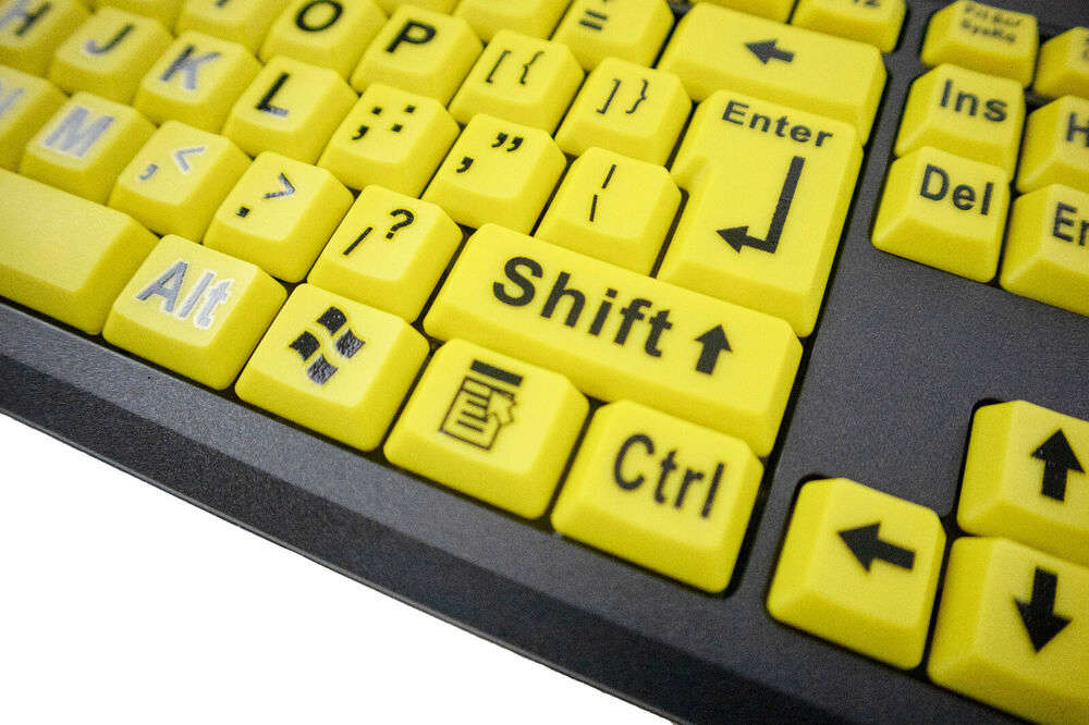 Big Bright Easy See Keyboard with Yellow Large Print Keys for Visual Impairment