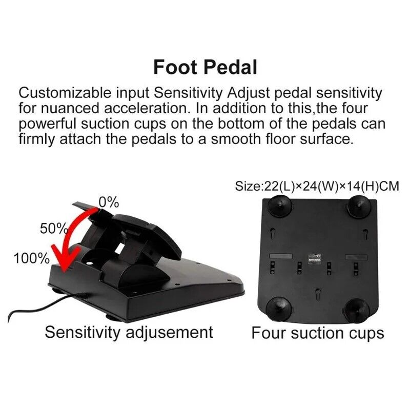 Universal Game Controller with 180° Turn Steering Wheel and Pedals for PC, PS3, PS4, Switch, and Android