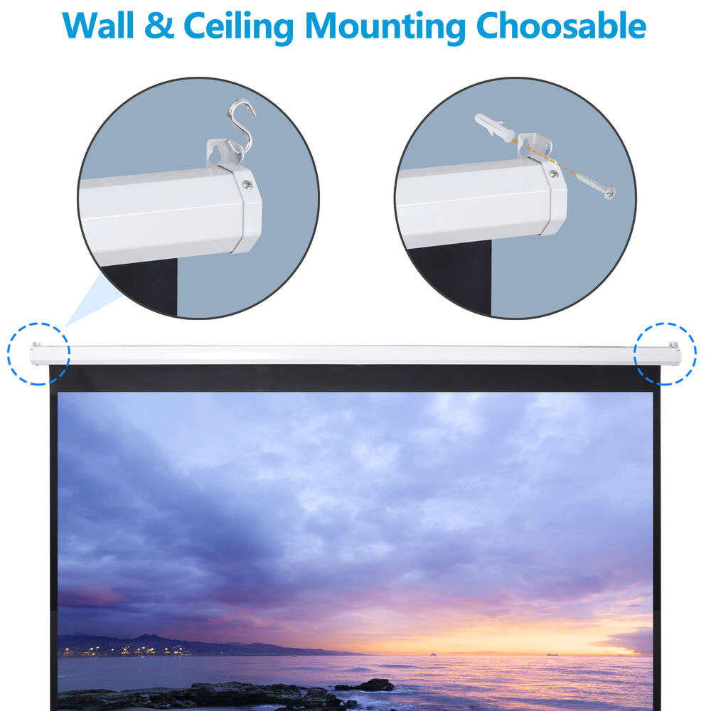 120 Inch Projector Screen - Manual Pull Down HD Screen in 1:1 Format