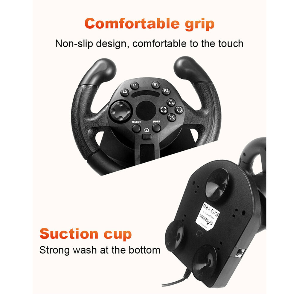 Game Steering Wheel with Pedals, Analog Control & Vibration for PC