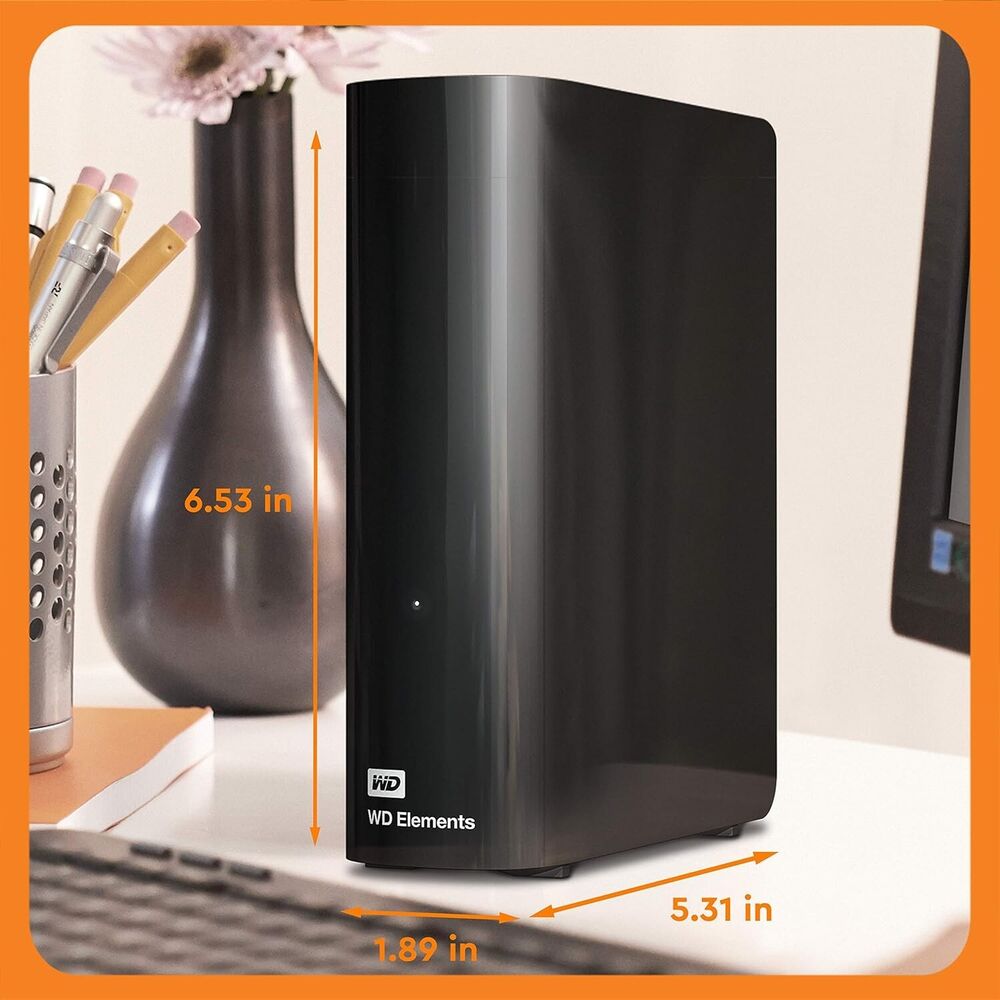 Open Box WD Elements 10TB External Hard Drive USB 3.0 Desktop HDD - Black