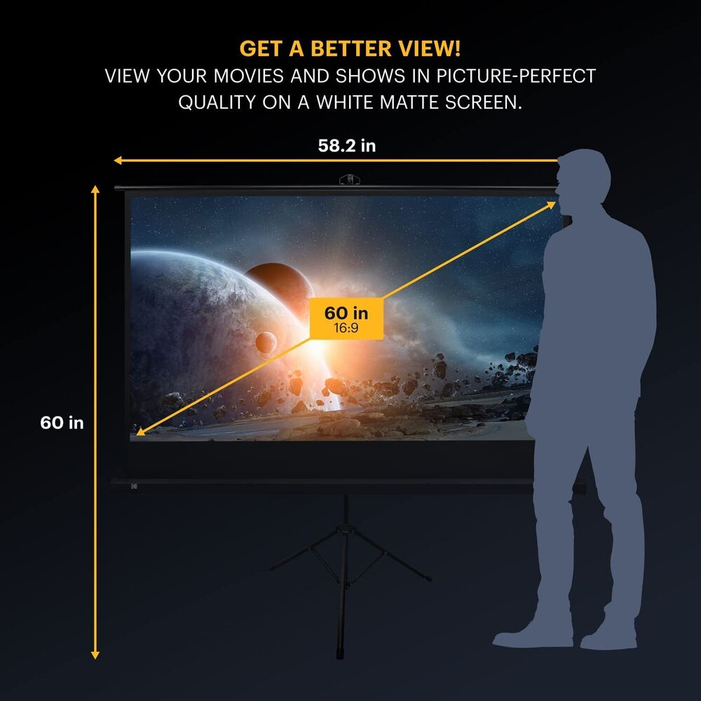 Kodak 60 Inch Portable Projector Screen with Stand and Carry Bag