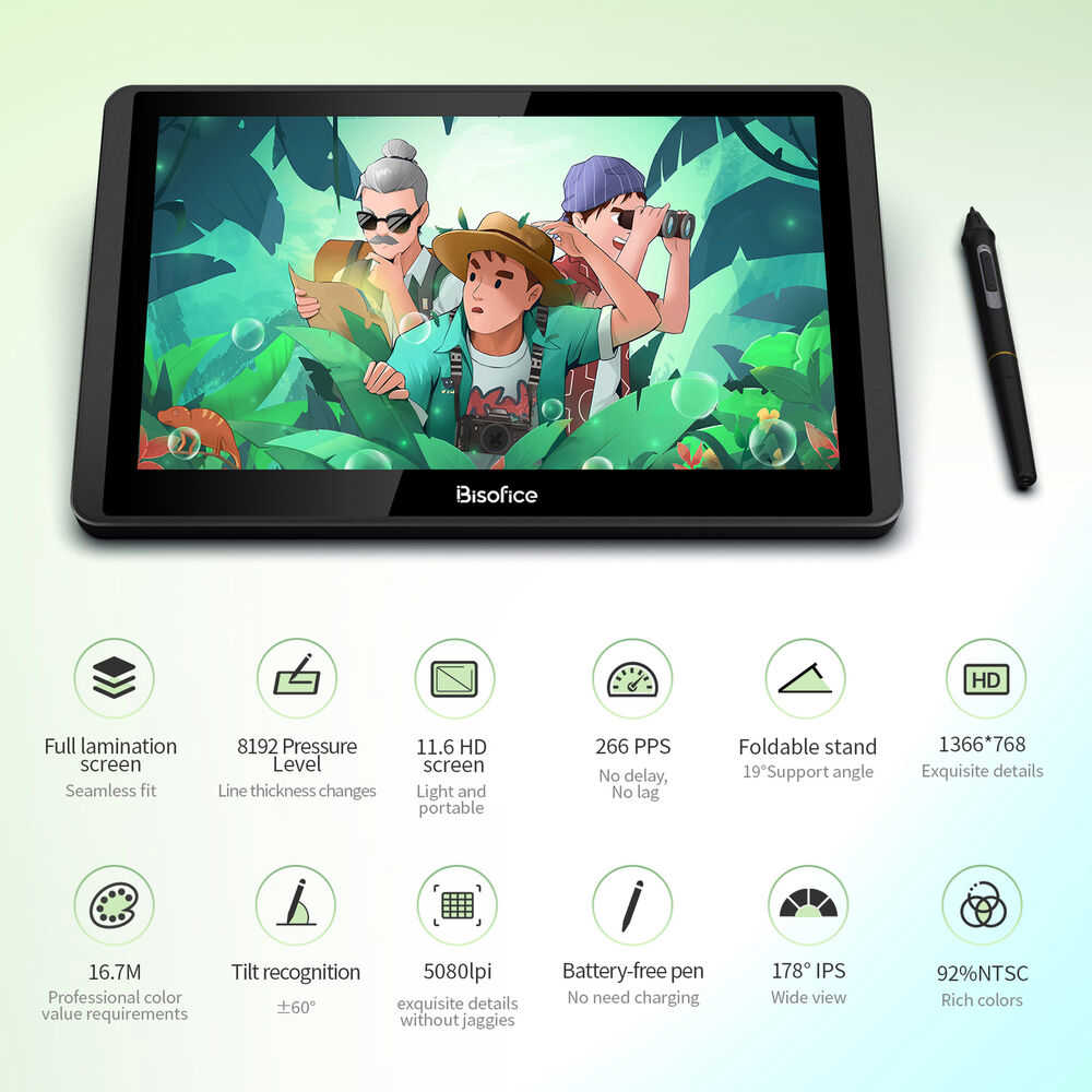 Bisofice 12HD-A H-IPS Graphics Drawing Tablet