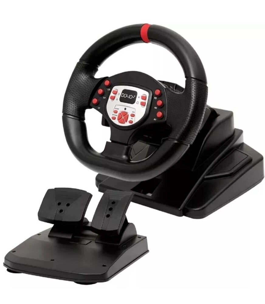 D040 Gaming Steering Wheel and Pedals for PS4, PS3, and PC