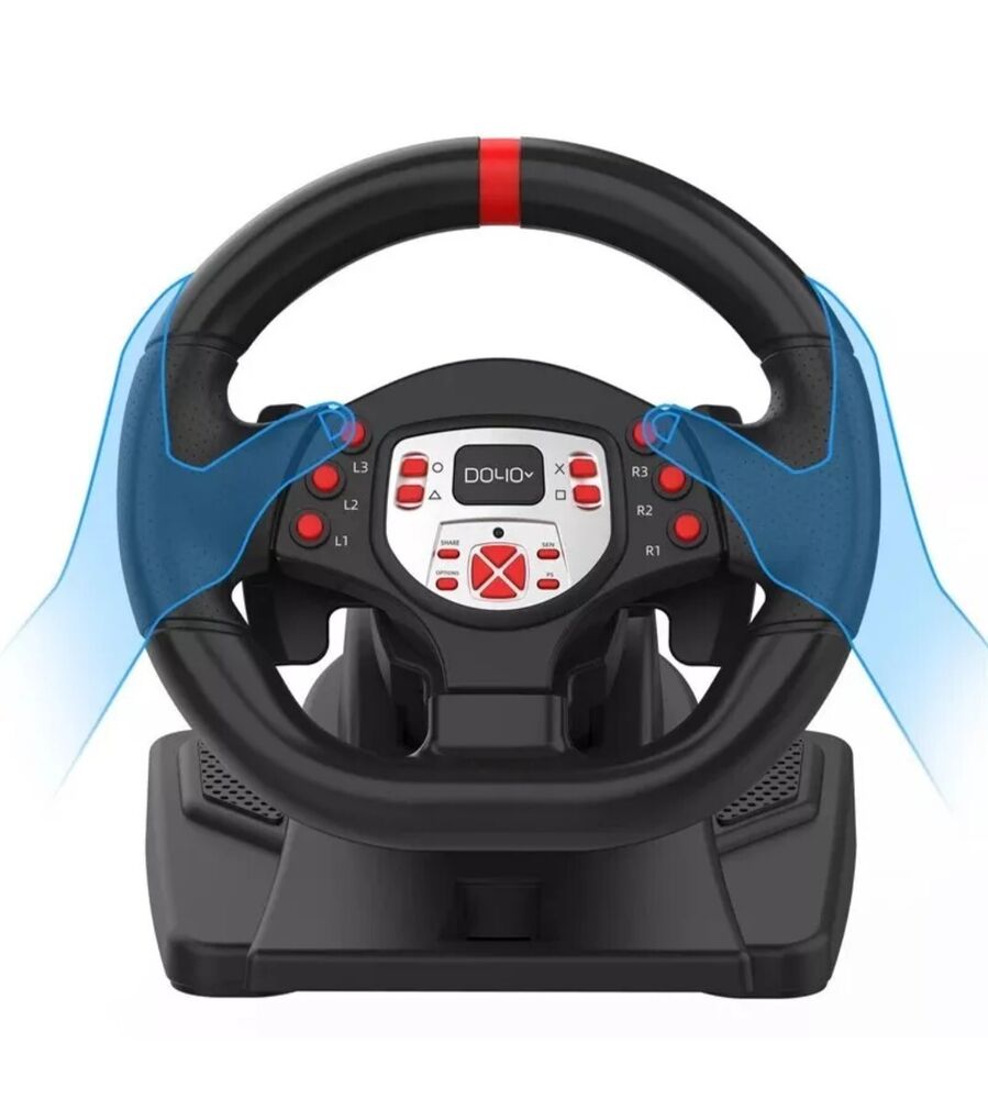 D040 Gaming Steering Wheel and Pedals for PS4, PS3, and PC