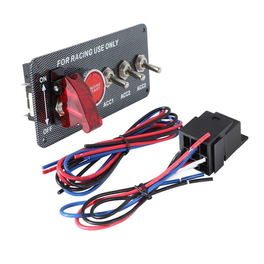 Racing Car Carbon Ignition Button Switch Panel Engine Start LED 12V