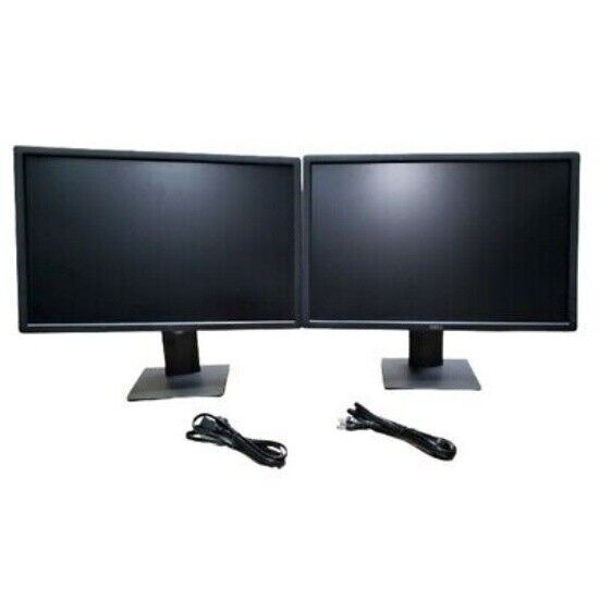 Dual Dell HP LCD Widescreen Monitor FHD 1080p with Stand and Cable for 19-23 Inch Screens