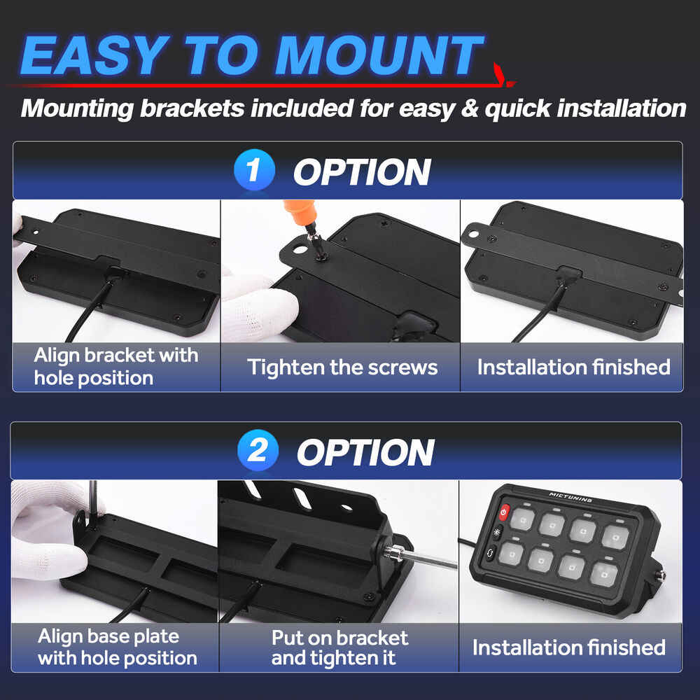 Universal 8 Gang Switch Panel with LED Indicators for Car Circuit Control