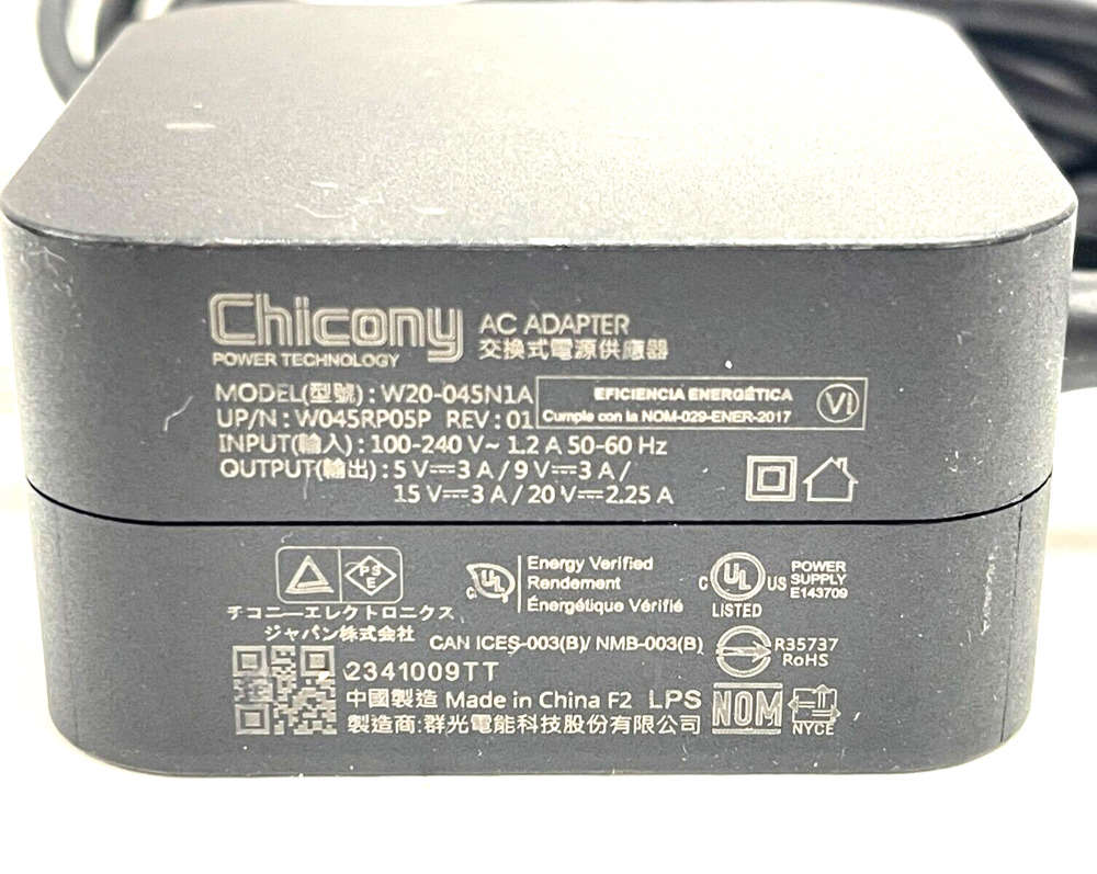 Steam Deck CHICONY 45W Power Supply Charger