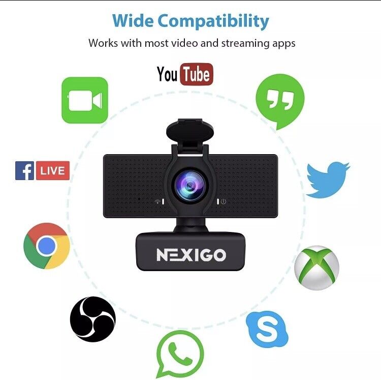 NexiGo N60 1080P Webcam with Microphone, Adjustable FOV, Zoom, and Software Control
