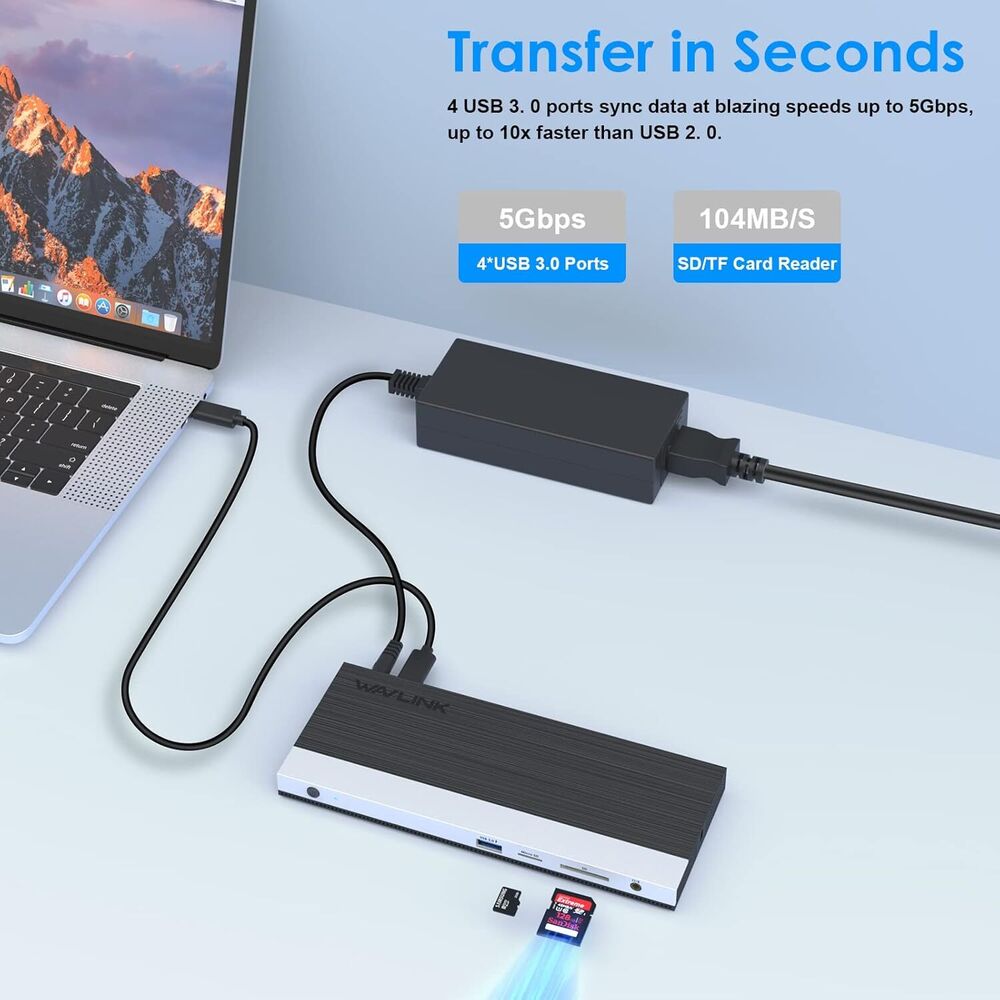 WAVLINK 13-in-1 USB C Hub Docking Station with Dual HDMI and Triple Display Support, 100W Charging