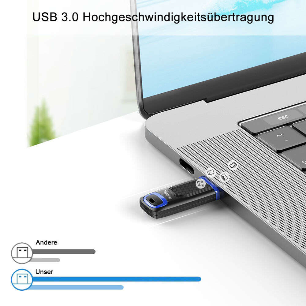 High-Speed USB 3.0 Flash Drive with Multiple Storage Options (16GB-256GB) - Blue