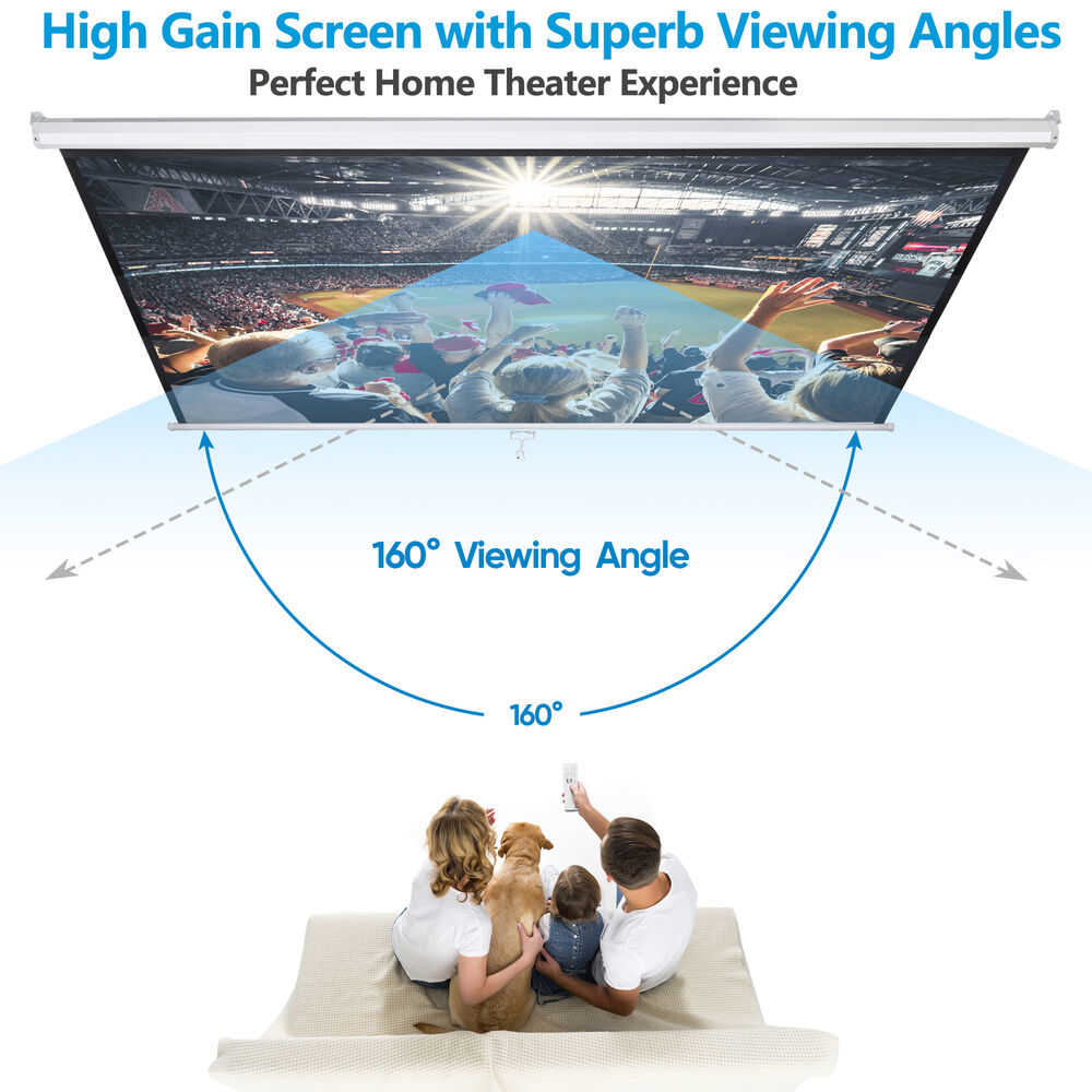 120 Inch Projector Screen - Manual Pull Down HD Screen in 1:1 Format