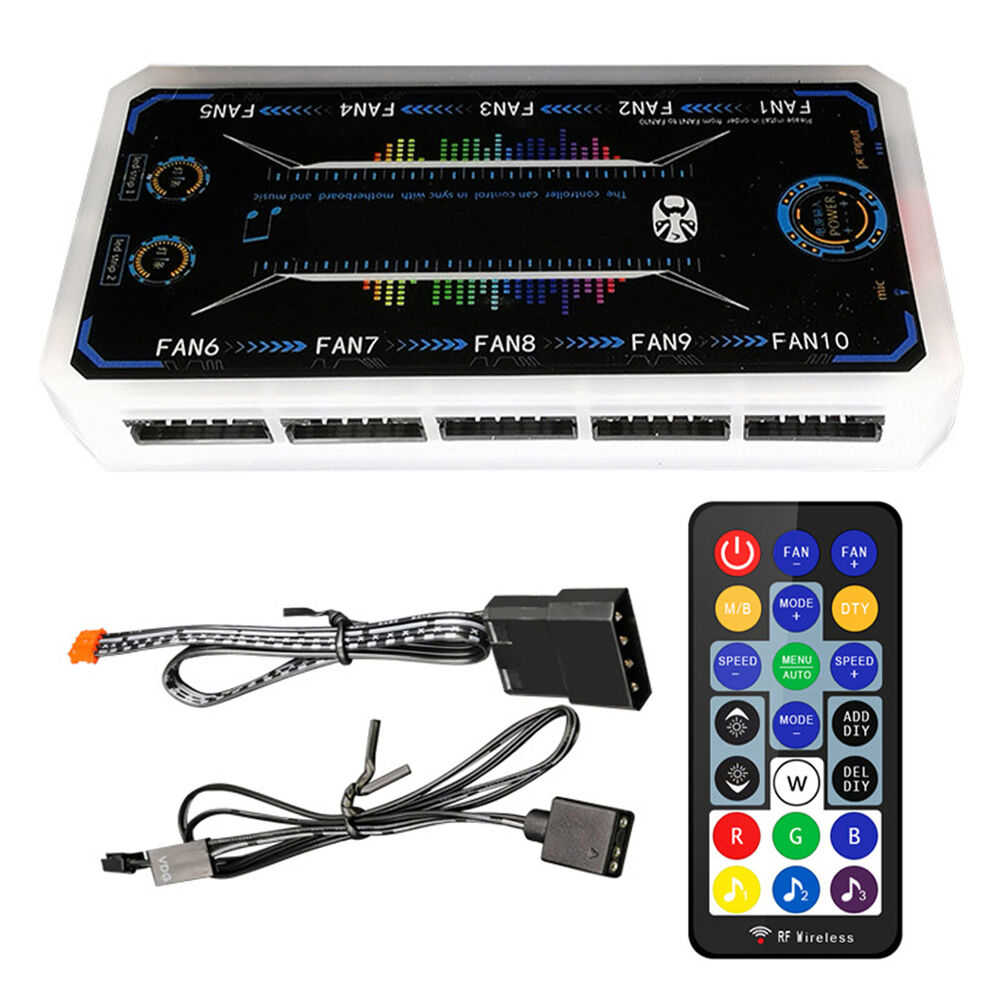 DIY Music Rhythm PC Computer Cooling Fan RGB ARGB Controller Remote Control Kit