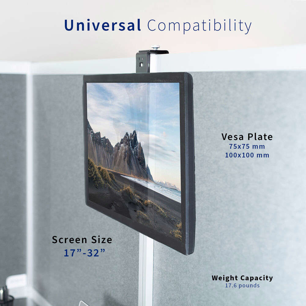 VIVO Black Office Cubicle Monitor Mount Stand Attachment for 17-32 Screens