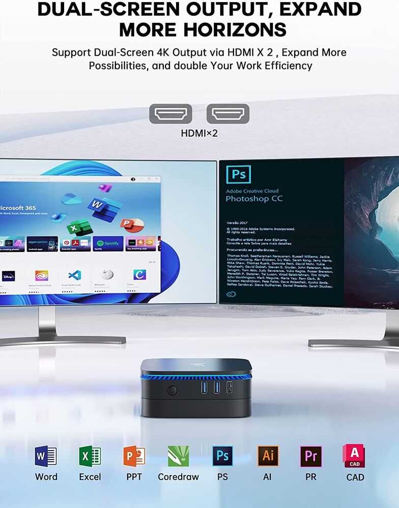 KAMRUI 4K Mini PC Intel N5105 16GB DDR4 512GB SSD Windows 11 PRO with 5G WIFI and BT4.2