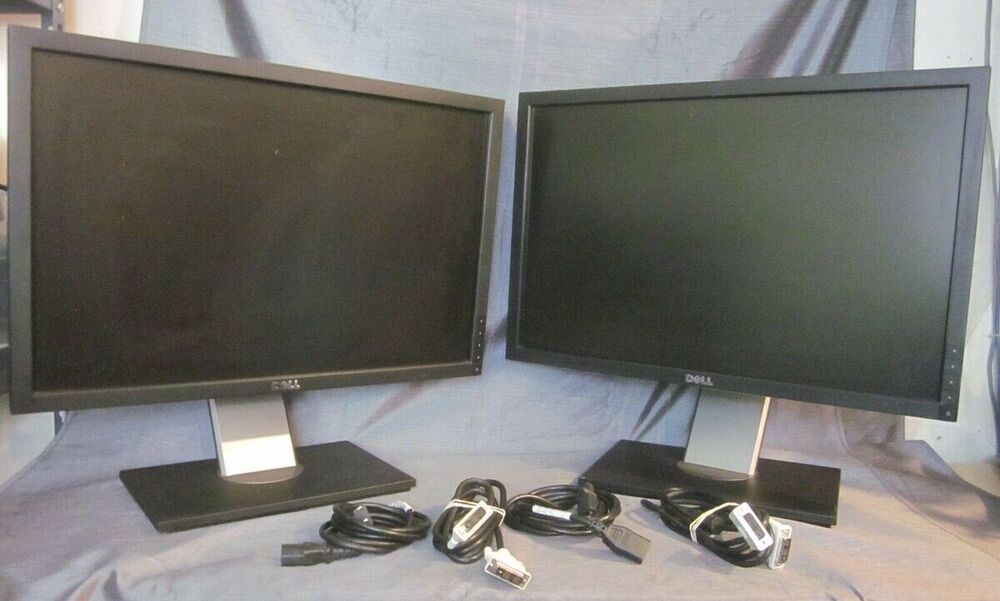 Dual Dell HP LCD Widescreen Monitor FHD 1080p with Stand and Cable for 19-23 Inch Screens