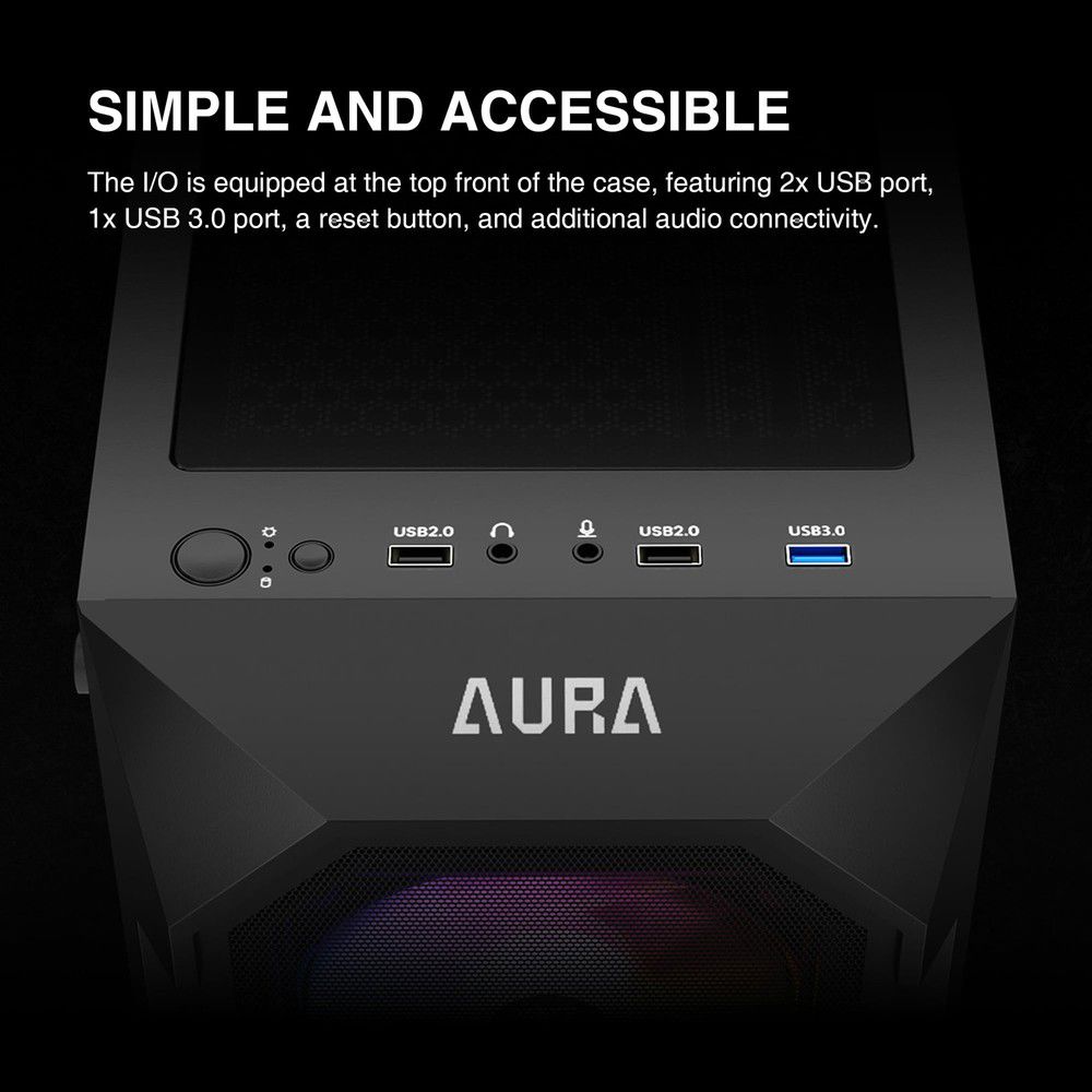 ATX Mid Tower Gaming Computer Case with Tempered Glass and ARGB Fans