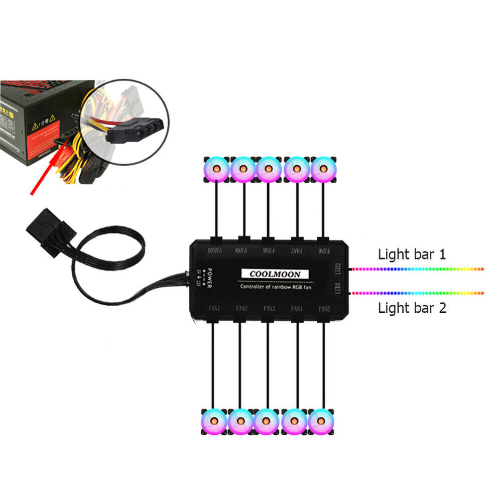 DIY Music Rhythm PC Computer Cooling Fan RGB ARGB Controller Remote Control Kit